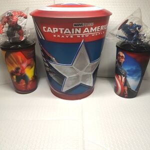 Captain America (2025) Brave New World 1x Popcorn Tin 2x Cups 2x Toppers Regal